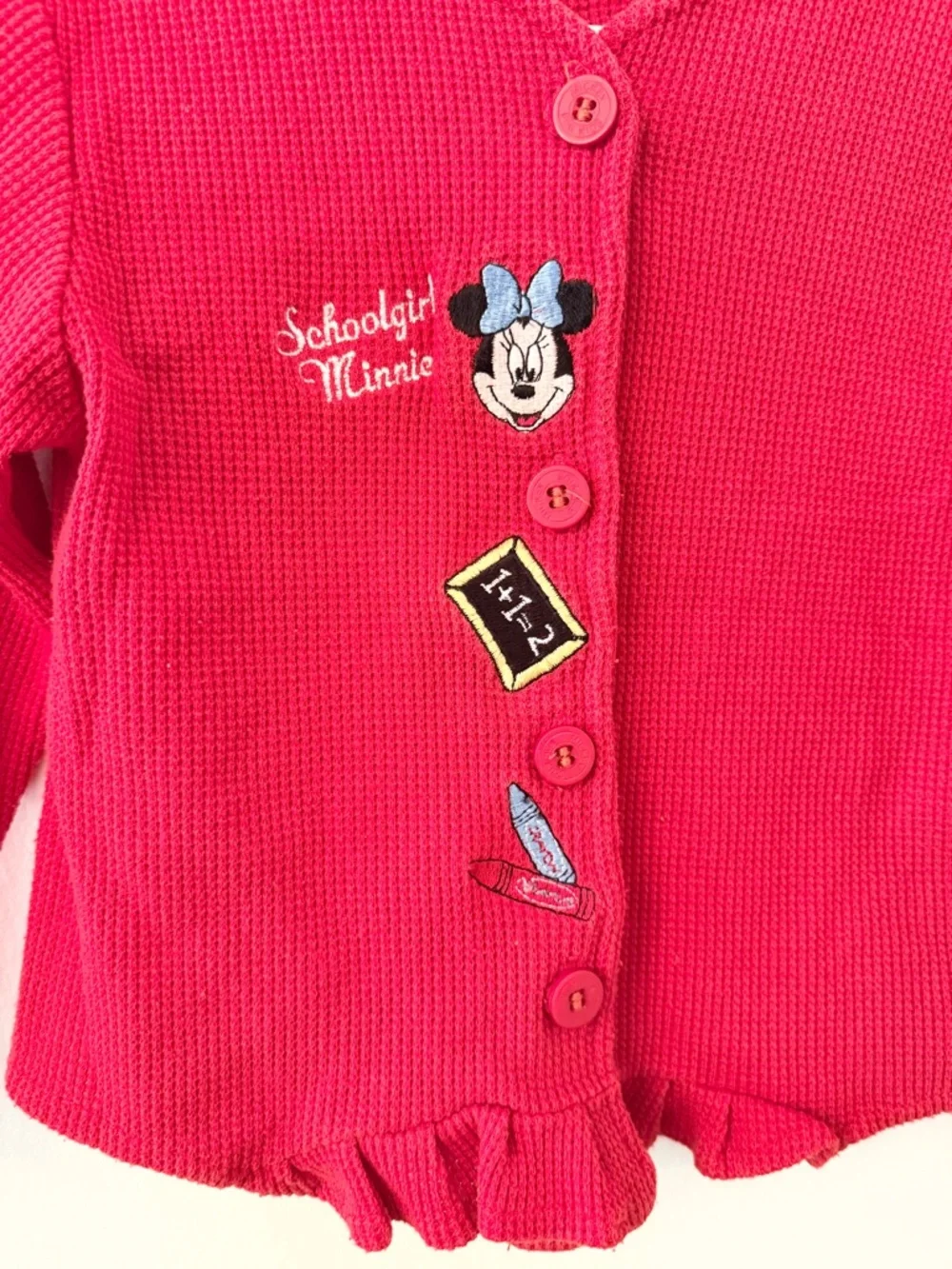 Disney Minnie Cardigan Schoolgirl Red Waffle Knit‎ 24M